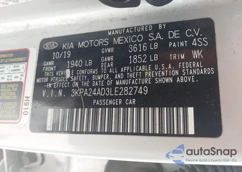 2020 Kia Rio Lx from USA, damaged, VIN 3KPA24AD3LE282749